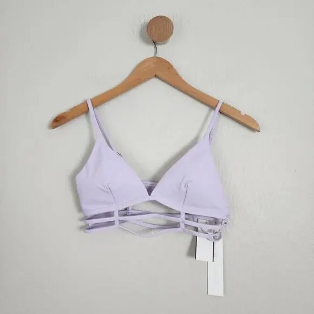 NEW Jonathan Simkhai Eunice Strappy Swimsuit Top in Lupine Purple